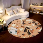 Pokemon Eevee Round Circle Rug - Kawaii Bedroom Game Room Decor Gift E - Custom Rug