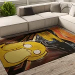 Pokemon Psyduck Anime Area Rug - Boy Bedroom Game Room Carpet Decor Gift I - Custom Rug