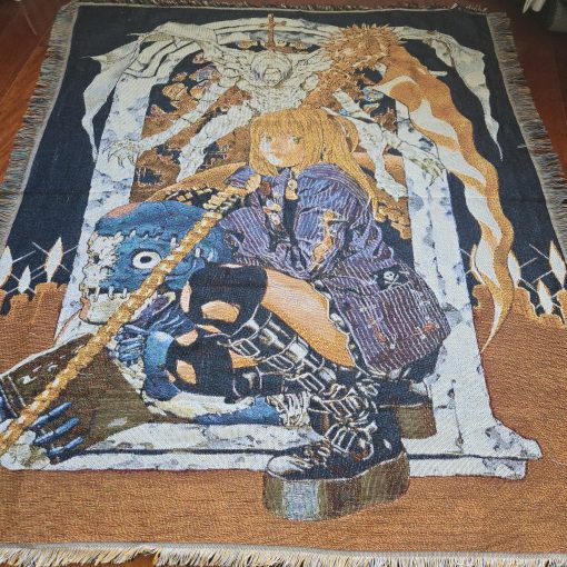 Death Misa And Shinigami Woven Tapestry Throw Blanket – Gothic Wall Art, Home & Room Decor, Perfect Gift - Image 6
