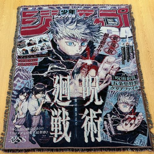 JJK Satoru Gojo Woven Tapestry Throw Blanket – Stylish Wall Rug, Room & Home Decor, Collectible Accent - Image 6
