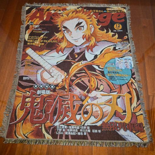 Demon Slayer Rengoku Kyoujurou Anime Woven Blanket Tapestry - Image 6