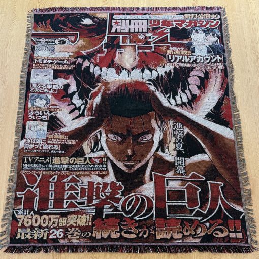 AOT Manga Cover Woven Tapestry Throw Blanket – Unique Wall Rug, Room & Home Decor, Must-Have Merch & Gift - Image 6