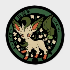 Leafeon Manhole Cover Round Rug – Stylish Carpet for Bedroom or Otaku Decor