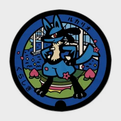 Lucario Manhole Cover Round Rug – Cool Floor Mat for Gaming Room or Fan Gift