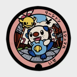 Oshawott Manhole Cover Round Rug – Cute Rug for Kids Room or Home Decor