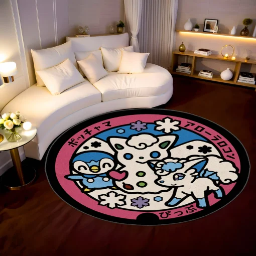 Piplup Manhole Cover Round Rug – Adorable Rug for Bedroom Gift - Image 2