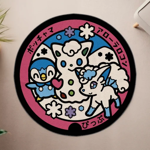 Piplup Manhole Cover Round Rug – Adorable Rug for Bedroom Gift - Image 4