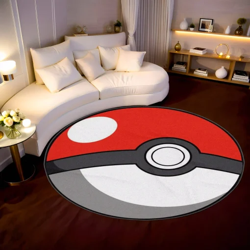Pokeball Round Rug – Classic Carpet for Kids Room or Gaming Setup - Image 2