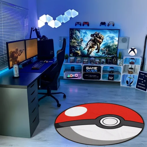 Pokeball Round Rug – Classic Carpet for Kids Room or Gaming Setup - Image 3