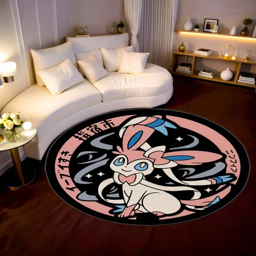 Sylveon Manhole Cover Round Rug – Cute Carpet for Girls Room or Home Decor - Image 2