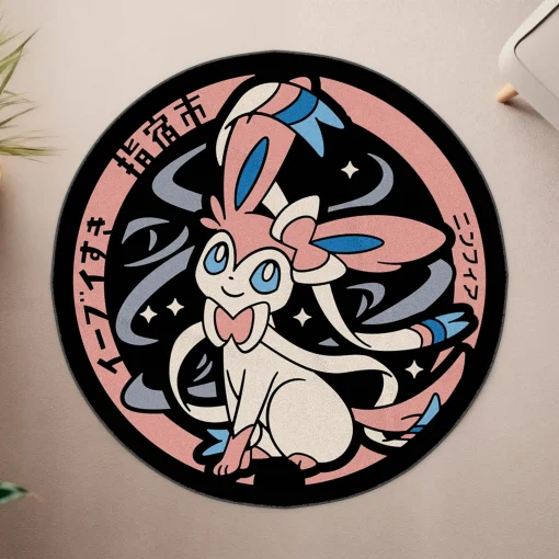 Sylveon Manhole Cover Round Rug – Cute Carpet for Girls Room or Home Decor - Image 4