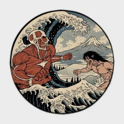 Ukiyo-e Round Rug – Classic Art Rug for Home or Office Decor Display