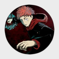Yuji Round Rug – Cool Rug for Game Room or Otaku Bedroom Decor