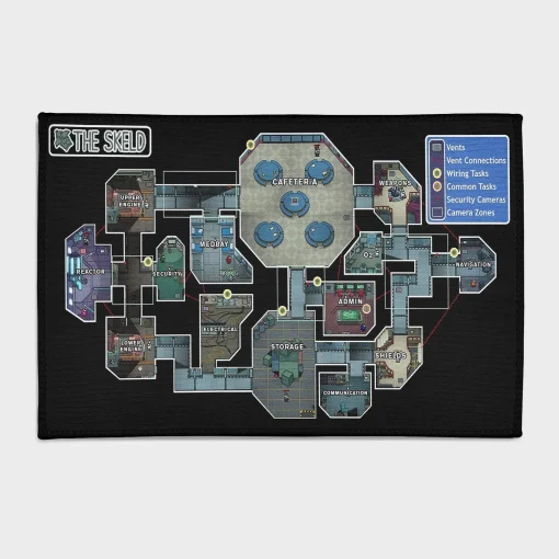 AU The Skeld Map Rug – Cool Among Us Game Rug for Gaming Room