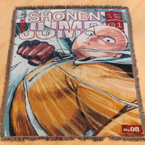 One Punch Manga Cover Woven Tapestry Throw Blanket – Action-Packed Wall Art, Room & Home Decor - Image 6