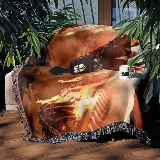 Attack on Titan Ruined City Woven Tapestry Throw Blanket – Stunning Wall Rug or Picnic Mat, Perfect for Home Decor - Image 4