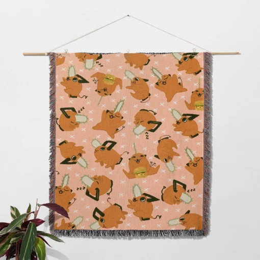 Chainsaw Man Pochita Woven Tapestry Throw Blanket - Cute room decor and cozy throw - Image 2