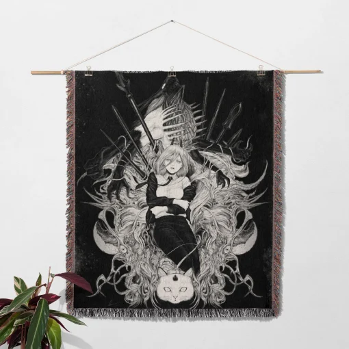 Chainsaw Man Power Woven Tapestry Throw Blanket - Bold anime wall hanging for stylish rooms - Image 2
