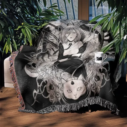 Chainsaw Man Power Woven Tapestry Throw Blanket - Bold anime wall hanging for stylish rooms - Image 3
