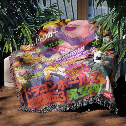 Dragon Ball Manga Cover Woven Tapestry Throw Blanket - Retro anime wall art for room decor - Image 3
