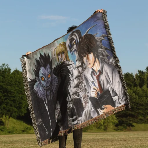 Death Note Woven Tapestry Throw Blanket - Dark anime wall art for room decor - Image 3
