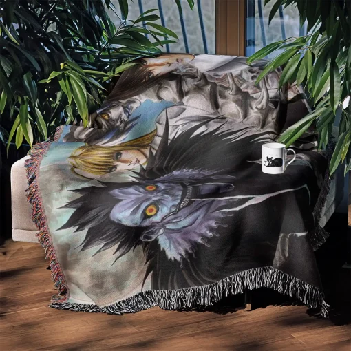Death Note Woven Tapestry Throw Blanket - Dark anime wall art for room decor - Image 4
