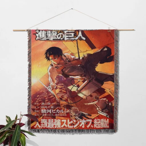 Attack on Titan Levi Ackerman Woven Tapestry Throw Blanket – Epic Wall Art & Cozy Room Decor, Ideal Gift for Fans - Image 2