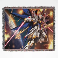 Gundam Woven Tapestry Throw Blanket - Mecha anime wall art for collectors
