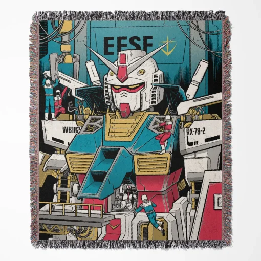 Gundam Woven Tapestry Throw Blanket - Bold room decor and cozy throw