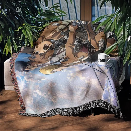 Attack on Titan Woven Tapestry Throw Blanket – Epic Wall Art & Home Decor, Perfect Gift for Anime Lovers - Image 4