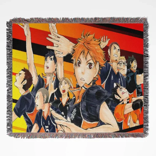 Haikyuu Nekoma Woven Tapestry Throw Blanket - Sports anime wall art for fans