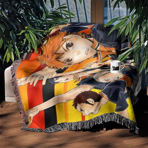 Haikyuu Nekoma Woven Tapestry Throw Blanket - Sports anime wall art for fans - Image 4