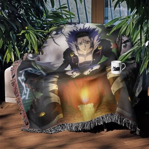 Hunter x Hunter Chrollo Woven Tapestry Throw Blanket - Dark anime wall art and room decor - Image 3