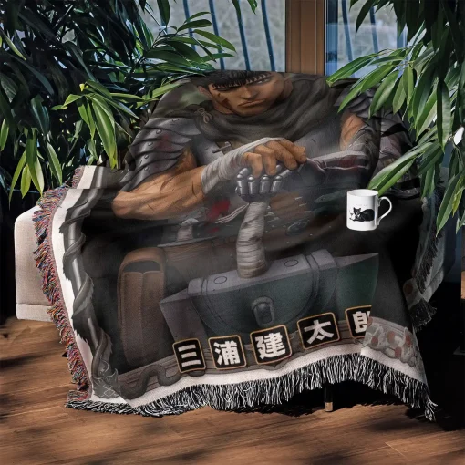 Berserk Manga Volume 1 Cover Woven Tapestry Throw Blanket – Iconic Wall Art & Room Decor, Must-Have for Manga Lovers - Image 3