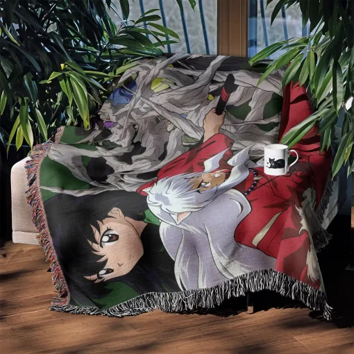 Inuyasha Woven Tapestry Throw Blanket - Elegant throw and wall art - Image 4