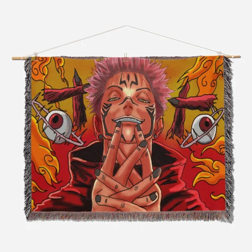 Jujutsu Kaisen Sukuna Woven Tapestry Throw Blanket - Bold wall hanging for manga fans - Image 2