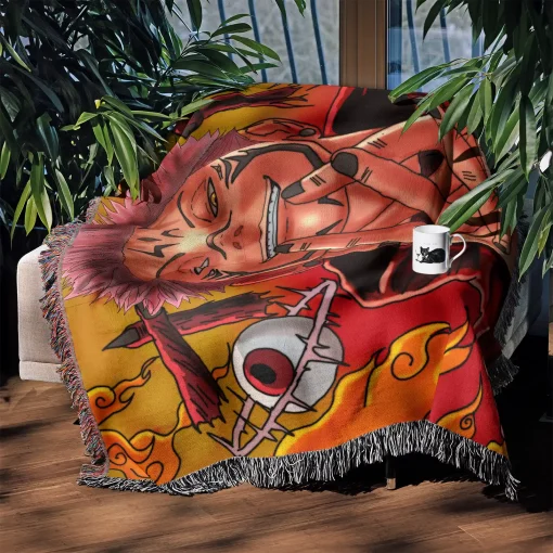 Jujutsu Kaisen Sukuna Woven Tapestry Throw Blanket - Bold wall hanging for manga fans - Image 4