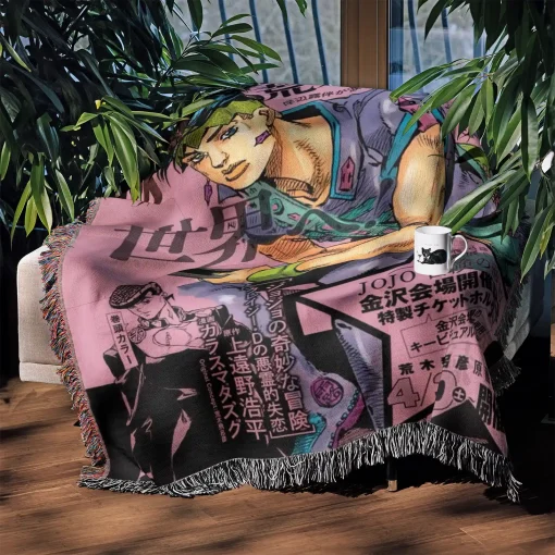 JoJo's Bizarre Rohan Kishibe Adventure Woven Tapestry Throw Blanket - Unique throw for collectors - Image 3
