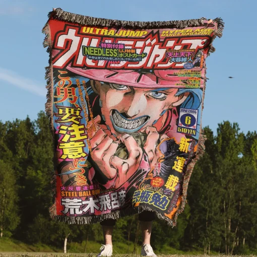 JoJo's Bizarre Steel Ball Run Adventure Woven Tapestry Throw Blanket - Bold anime wall hanging - Image 4