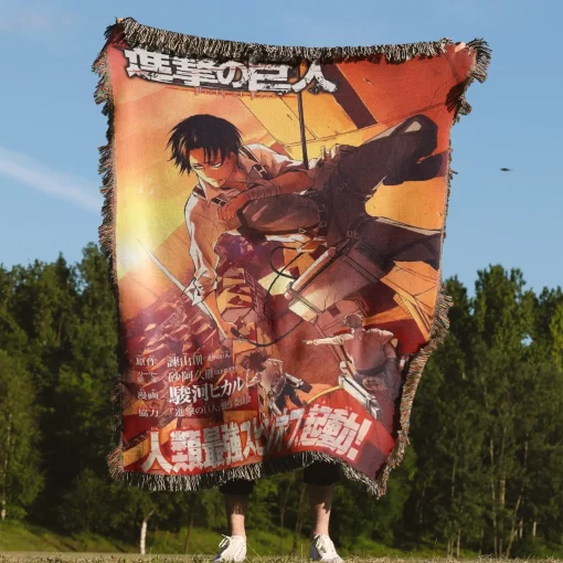 Attack on Titan Levi Ackerman Woven Tapestry Throw Blanket – Epic Wall Art & Cozy Room Decor, Ideal Gift for Fans - Image 4