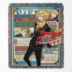 One Piece Sanji Woven Tapestry Throw Blanket - Stylish wall rug for fans