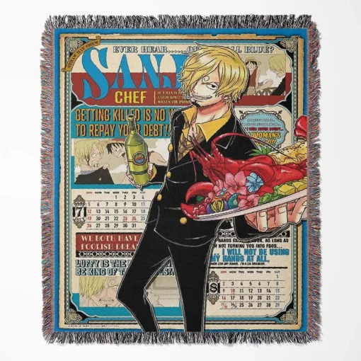 One Piece Sanji Woven Tapestry Throw Blanket - Stylish wall rug for fans