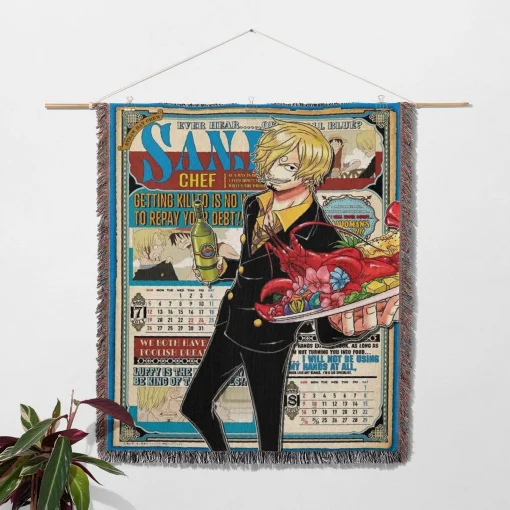 One Piece Sanji Woven Tapestry Throw Blanket - Stylish wall rug for fans - Image 2