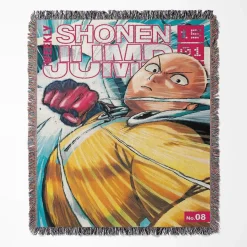 One Punch Man Manga Cover Woven Tapestry Throw Blanket - Action-packed anime wall art