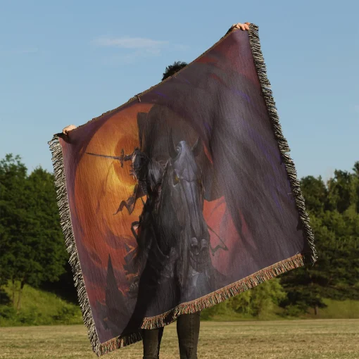 Berserk Skull Knight Woven Tapestry Throw Blanket – Dark Fantasy Wall Art & Room Decor, Perfect for Collectors - Image 3