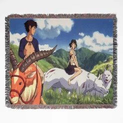 Studio Ghibli Princess Mononoke Woven Tapestry Throw Blanket - Epic fantasy anime wall art