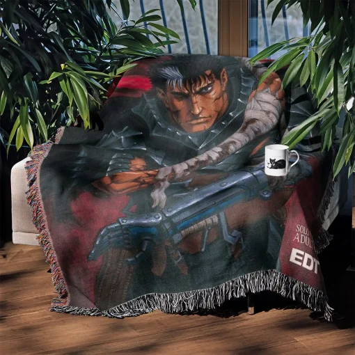 Berserk Manga Cover Woven Tapestry Throw Blanket – Stylish Wall Rug & Home Decor, Must-Have Anime Merch - Image 3