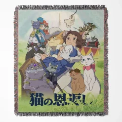 Studio Ghibli The Cat Returns Woven Tapestry Throw Blanket - Magical anime wall hanging