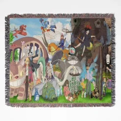 Studio Ghibli My Neighbor Totoro Woven Tapestry Throw Blanket - Popular cozy throw and wall art