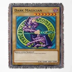 Yu Gi Oh Dark Magician Card Woven Tapestry Throw Blanket - Legendary card inspired throw